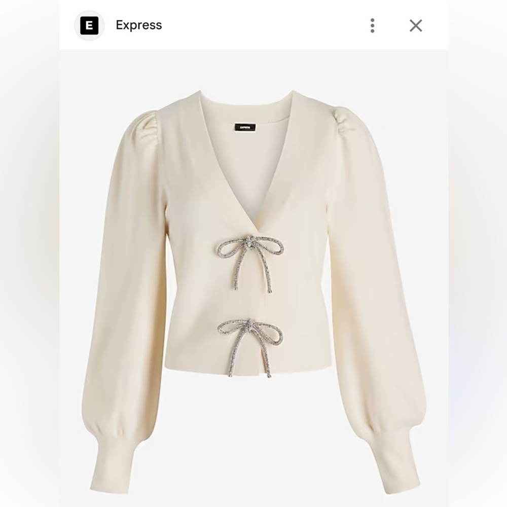 Express V-Neck Embellished Bow Cardigan